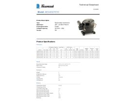 Technical Specifications - Tecumseh Compressor 1/2hp R404 LBP AE2420Z-FZ1B