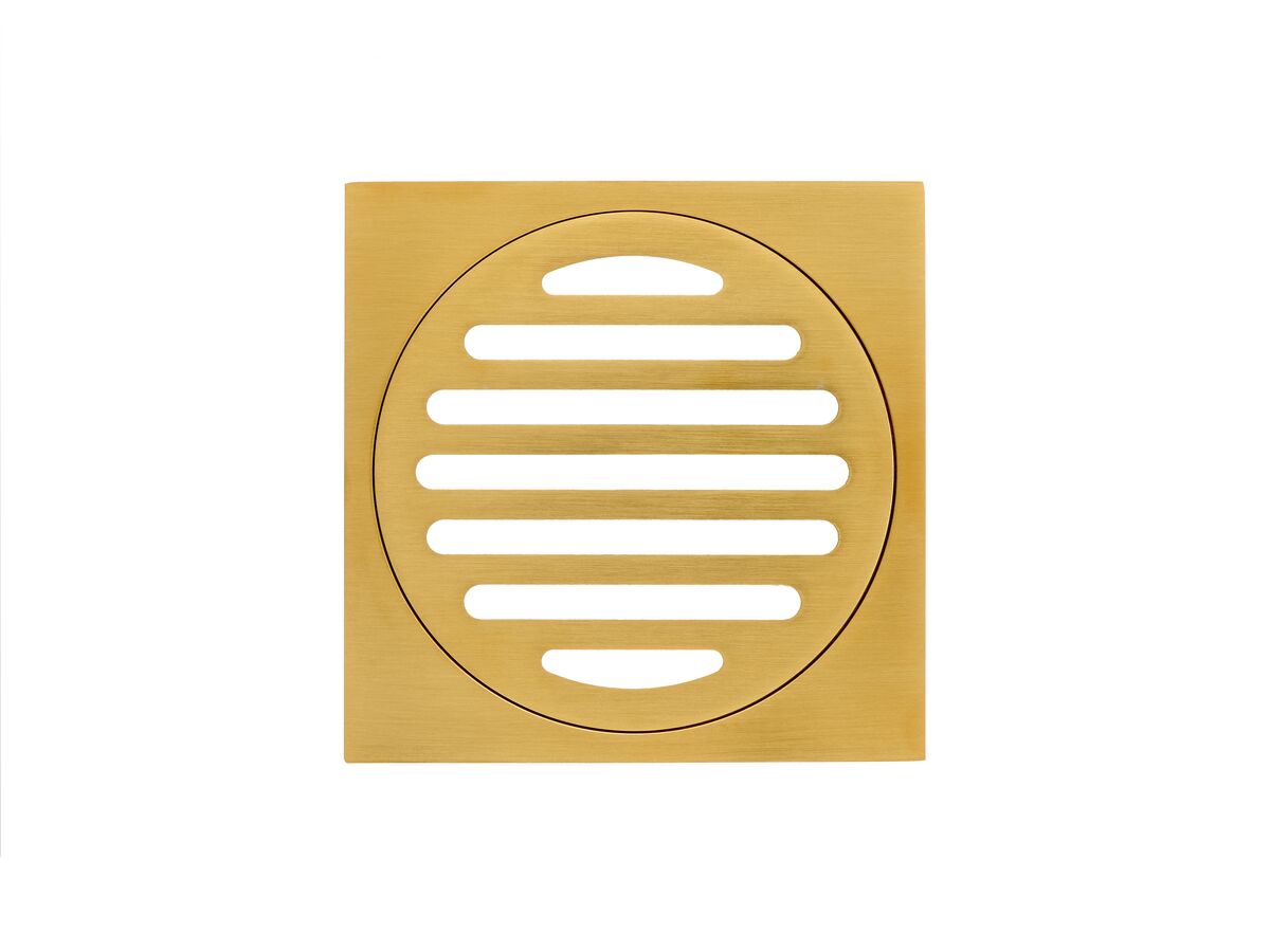 Mizu Drift Brass Trapscrew Grate Square 100mm Brushed Gold