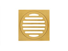 Mizu Drift Brass Trapscrew Grate Square 100mm Brushed Gold