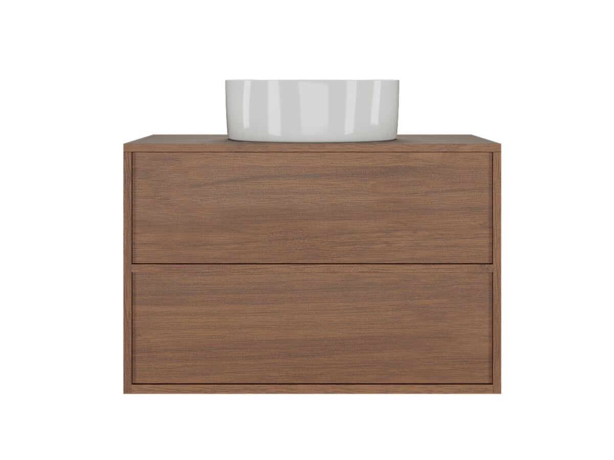 Supporting Image - Kado Aspect 750mm Wall Hung Vanity Unit Timber Top - Florentine Walnut