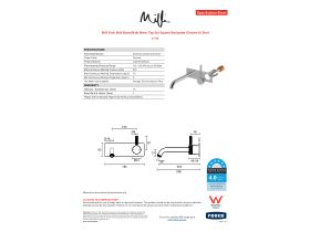 Specification Sheet - Milli Etch Wall Basin/Bath Mixer Tap Set Square Backplate Chrome (6 Star)