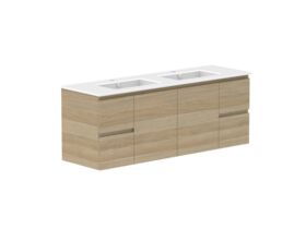 Supporting Image - Posh Domaine 1500mm Wall Hung Vanity Unit Conventional Double Bowl Matte White Ceramic Top