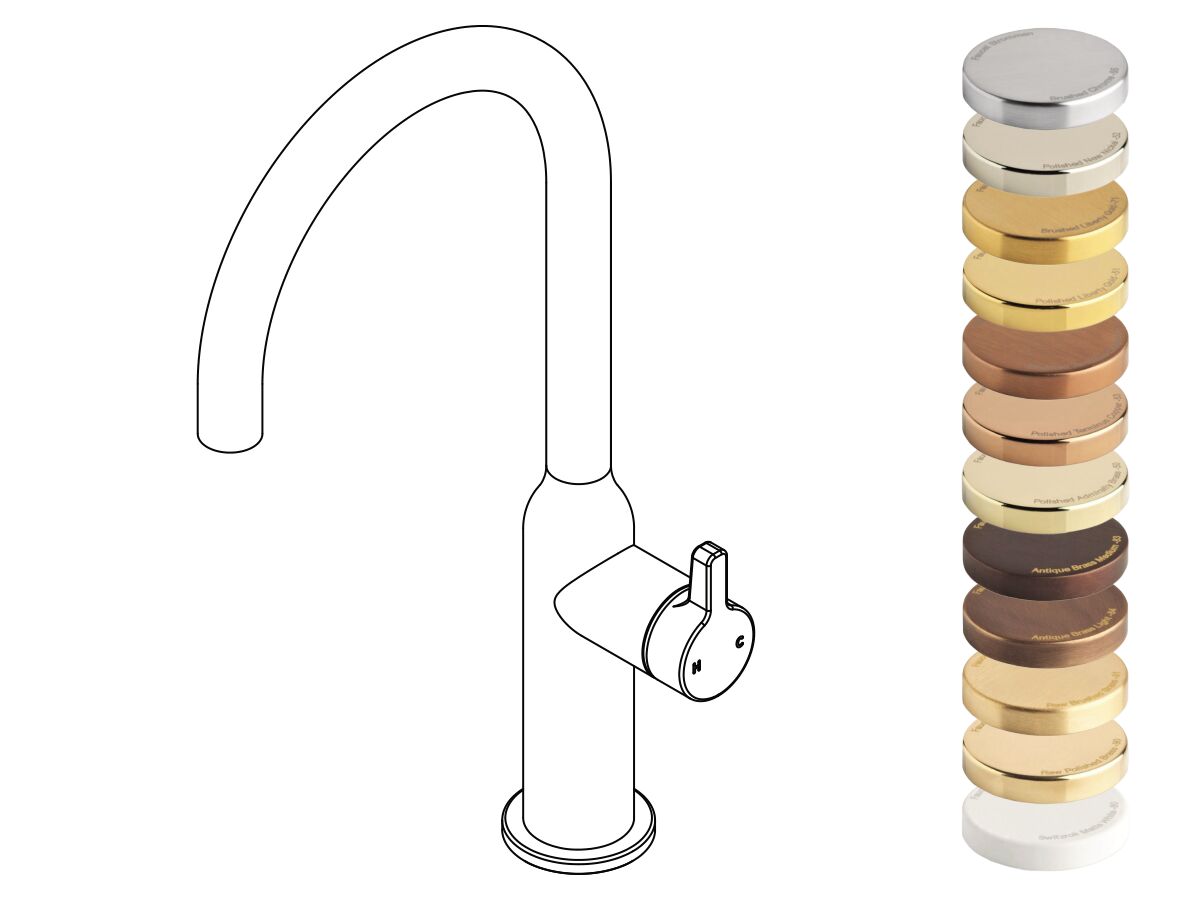 Hero - Faucet Strommen Vara Fin Gooseneck Basin Mixer Tap Specialty Finish (6 Star) Lead Free