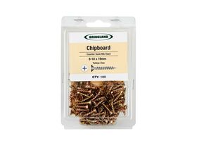 Bridgland Counter Sunk Screw Chipboard Yellow Zinc 8-10 x 19mm (100)