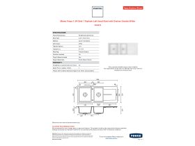 Specification Sheet - Memo Freya 1 3/4 Sink 1 Taphole Left Hand Bowl with Drainer Granite White