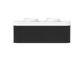 Hero - Kado Era Double Curve All Drawer 1500mm Wall Hung Vanity Double Basin 90mm Durasein Top Matte Black