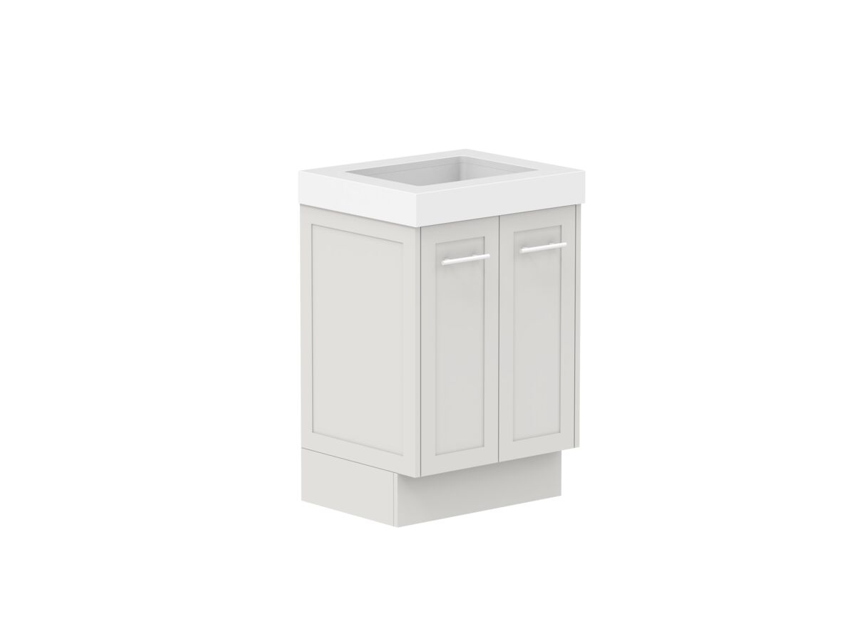 Supporting Image - Kado Lux All Door 600mm Floor Mounted Vanity Centre Basin 90mm - Feather Grey - Angle