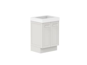Supporting Image - Kado Lux All Door 600mm Floor Mounted Vanity Centre Basin 90mm - Feather Grey - Angle