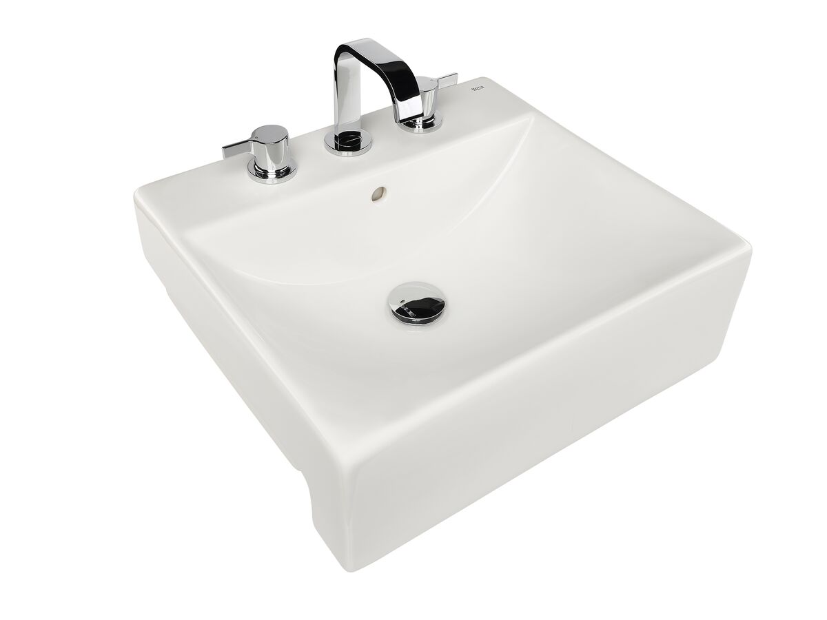 Roca Diverta 500mm Semi Recessed 3 Taphole Basin White