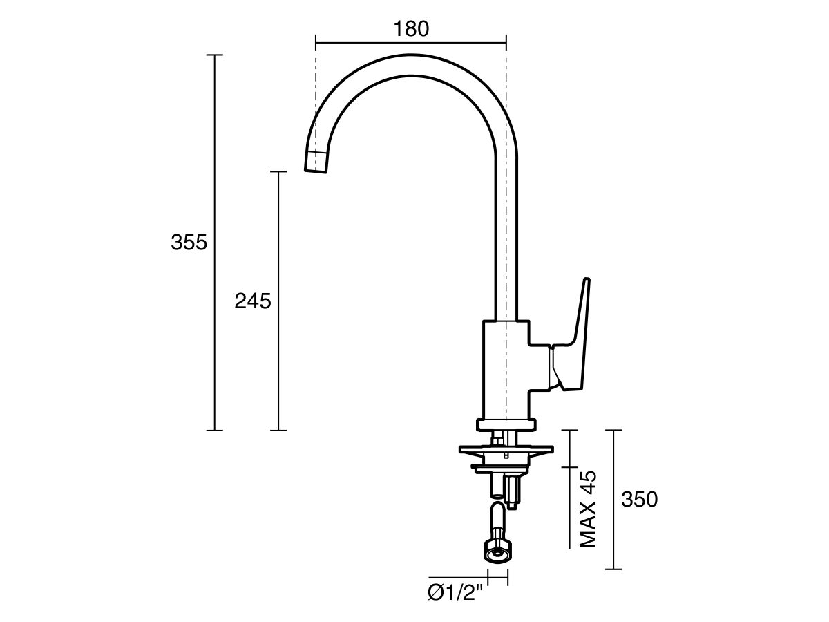 Posh Solus MKII Gooseneck Sink Mixer Chrome (4 Star)