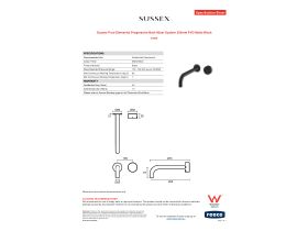 Specification Sheet - Sussex Pure Elemental Progressive Bath Mixer System 250mm PVD Matte Black