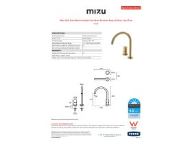 Specification Sheet - Mizu Drift Dial Medium Height Hob Mixer Brushed Brass (6 Star) Lead Free