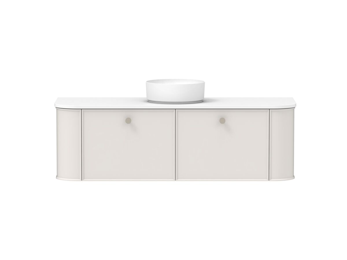 Supporting Image - Kado Era Double Curve All Drawer 1500mm Wall Hung Vanity with Centre Basin 20mm Top Feather Grey