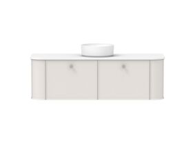 Supporting Image - Kado Era Double Curve All Drawer 1500mm Wall Hung Vanity with Centre Basin 20mm Top Feather Grey