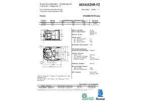Specification Sheet - Tecumseh Condensing Unit AE4425ZHR-FZ1A