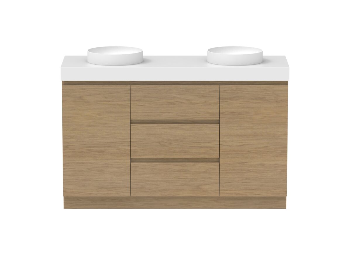Supporting Image - Posh Domaine Plus Hamper Trio 1500 Floor Mounted Double Bowl 90mm Top
