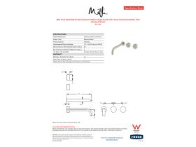 Specification Sheet - Milli Pure Wall Bath Hostess System 250mm Right Hand with Linear Textured Handles PVD Brushed Nickel