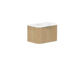 Supporting Image 2 - Kado Neue Fluted Double Curve 750mm Wall Hung Vanity Centre Basin Matte White Ceramic Top Boston Oak