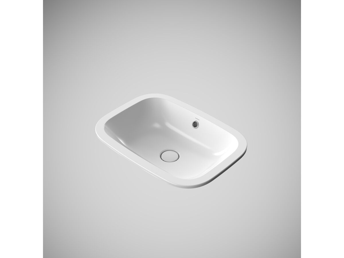In Situ - Caroma Forma II 550mm Under Counter Basin No Taphole with Overflow Gloss White