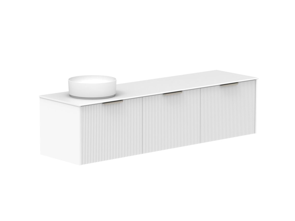 Supporting Image 2- Kado Neue Fluted Square All Drawer 1800mm Wall Hung Vanity with Left Hand Basin Durasein 12mm Top Ultra White