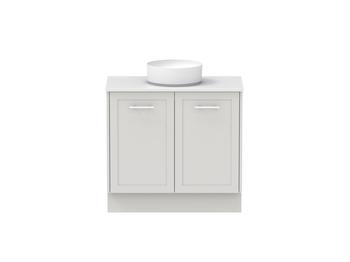 Hero - Kado Lux All Door 900mm Floor Mounted Vanity Centre Basin 20mm - Feather Grey - Front