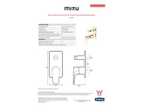 Specification Sheet - Mizu Silk Shower Mixer Tap with Diverter Trimset Brushed Brass (New)