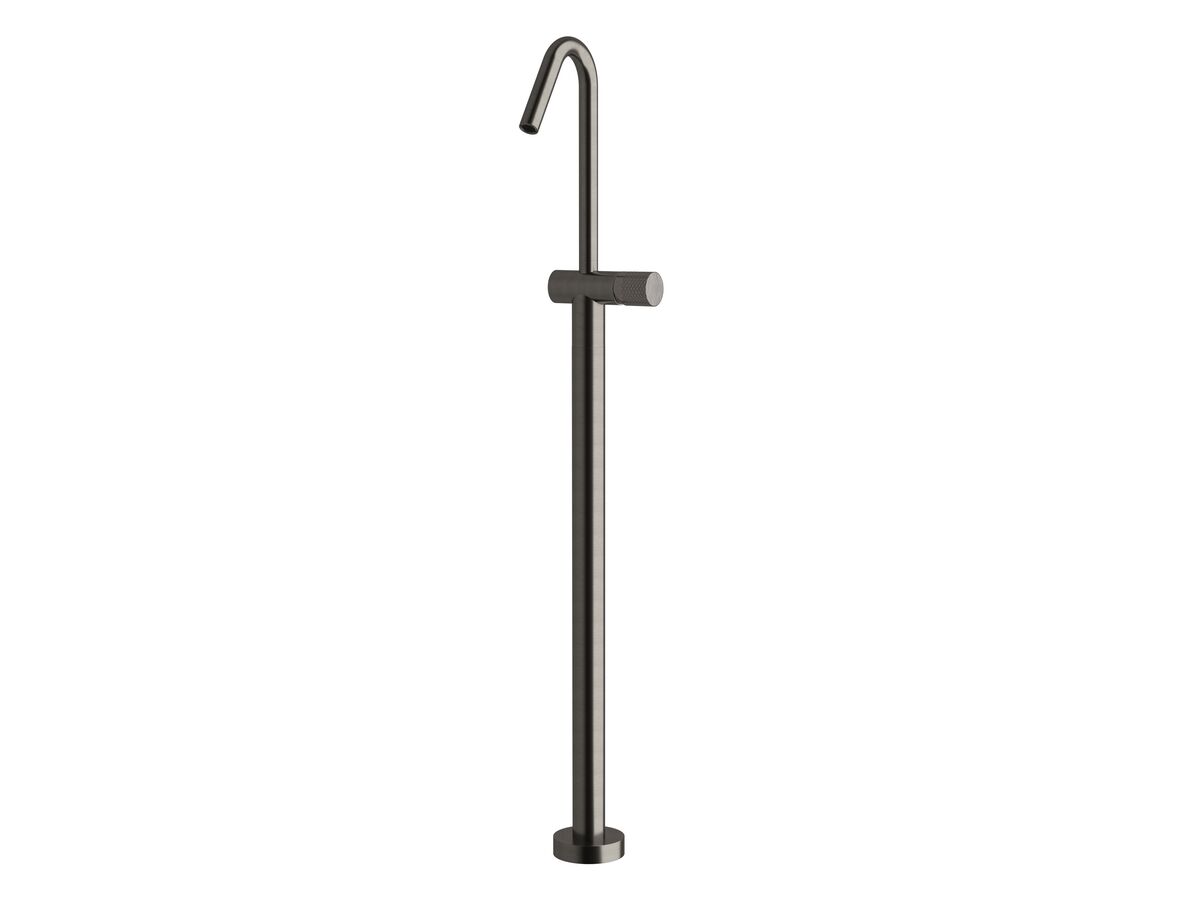 Sussex Pure Floor Mounted Bath Mixer Tap with Diamond Textured Handle PVD Brushed Gunmetal