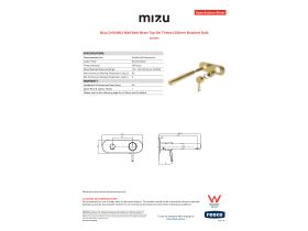 Specification Sheet - Mizu Drift MK2 Wall Bath Mixer Trimset 200mm Brushed Gold