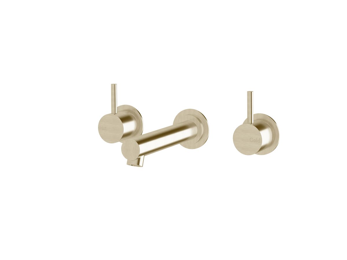 Sussex Scala Straight Wall Basin Set with 160mm Outlet LUX PVD Brushed Platinum Gold (6 Star)