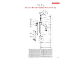 Component Listing - Mizu Bloc MK2 Extended Basin Mixer Tap Chrome (4 Star)