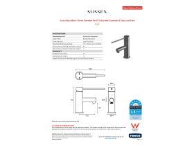 Specification Sheet - Scala Basin Mixer 150mm Extended Pin PVD Brushed Gunmetal (6 Star) Lead Free