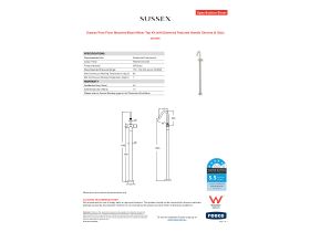 Specification Sheet - Sussex Pure Floor Mounted Basin Mixer Tap Kit with Diamond Textured Handle Chrome (5 Star)