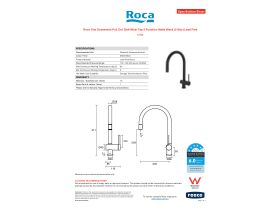 Specification Sheet - Roca Ona Gooseneck Pull Out Sink Mixer Tap 2 Function Matte Black (5 Star) Lead Free