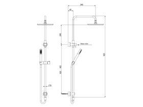 Nikles Square Twin Rail Shower Stahl Handpiece, Tehcno 200 Brass Showerhead Chrome (3 Star)