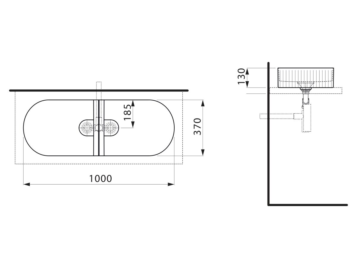 LAUFEN Sonar Textured Double Above Counter Basin with Ceramic Waste Covers 1015mm x 365mm White