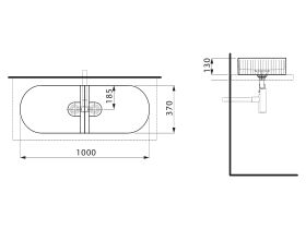 LAUFEN Sonar Textured Double Above Counter Basin with Ceramic Waste Covers 1015mm x 365mm White