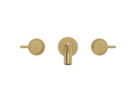 Supporting Image 2 - Mizu Drift Wall Basin / Bath Set with Curved Spout 200mm Brushed Brass (6 Star) Lead Free - Front