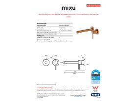 Specification Sheet - Mizu Drift Wall Basin / Bath Mixer Set with Straight Spout 2 Piece Kit Brushed Bronze (6 Star) Lead Free