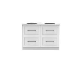 Supporting Image - Kado Lux All Drawer 1200mm Floor Mounted Vanity Double Basin 20mm - White - Front