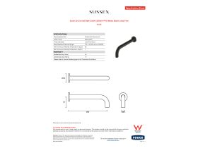Specification Sheet - Scala 25 Curved Bath Outlet 250mm PVD Matte Black Lead Free