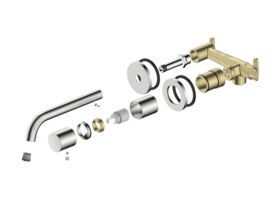 Supporting Image - Mizu Drift Dial Wall Basin / Bath Mixer Tap Set 2-Piece Cover Plate Kit Brushed Nickel (6 Star) Lead Free