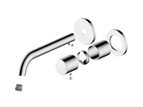 Hero - Mizu Drift Dial Wall Basin / Bath Mixer Tap Set 2-Piece Cover Plate Trimset Chrome (6 Star) Lead Free