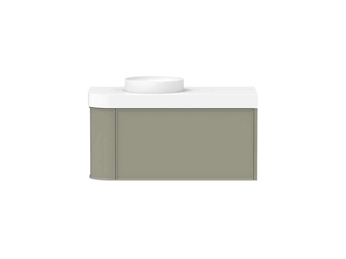 Hero - Kado Era Single Curve All Drawer 1050mm Wall Hung Vanity Left Hand Basin 90mm Durasein Top Wolfram Green