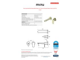 Specification Sheet - Mizu Soothe MK2 Wall Basin/Bath Mixer Set 2 Piece Kit Brushed Brass (6 Star) Lead Free
