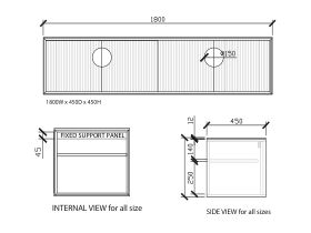 ISSY Halo I Vanity Unit with Four Doors and Internal Shelf, with Handle 1800widex450deepx450high