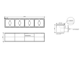 ISSY Blossom II 2000 x 400-500 x 450 Vanity Unit with Four Soft Close Drawer and One Internal Drawer, with Handle