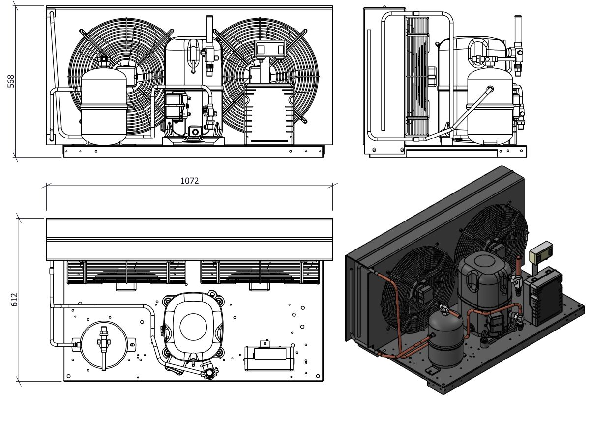 Tecumseh HTA Condensing Unit 5.5hp R404 LBP TAGT2522ZBR-2