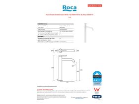 Specification Sheet - Roca Ona Extended Basin Mixer Tap Matte White (6 Star)