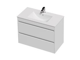 Posh Domaine Twin 900 2 Drawer Wall Hung White Console Top Gloss White