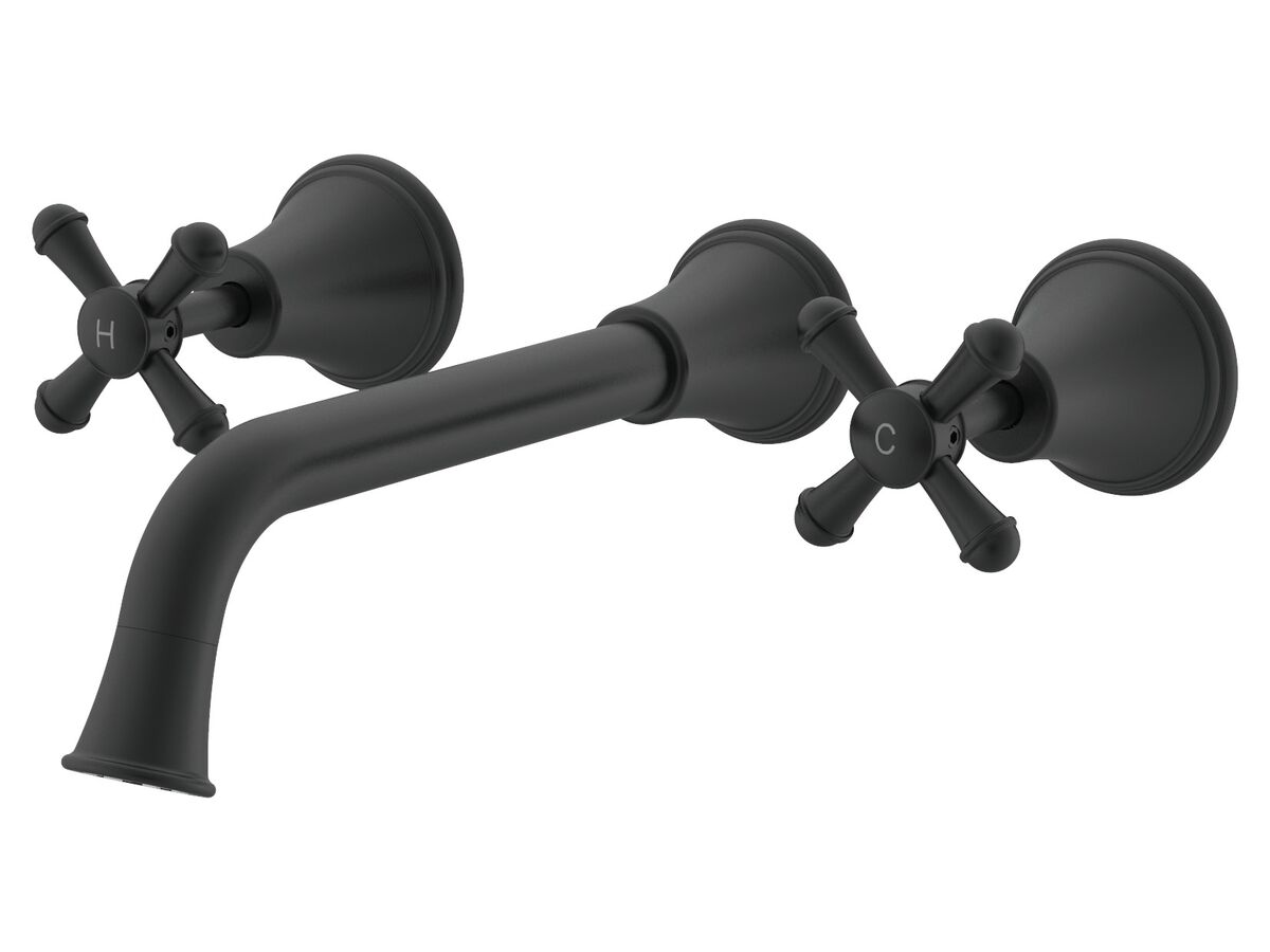 Hero - Posh Canterbury Wall Bath Set 220mm Cross Handles Matte Black